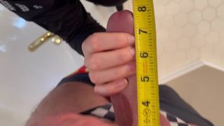 I Measure a Large Dong and make him try not to Sperm!