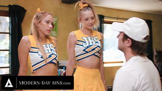 MODERN-DAY SINS - Teenie Cheerleaders Kyler Quinn & Khloe Kapri SPERM SWAP Their Coach's HUMONGOUS LOAD!