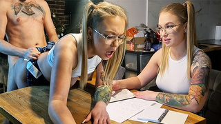 Blonde Student Gets a Cum-shot Instead of Help for Exams