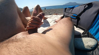 Chick watches us masturbation each other naked at public beach @juicy_july public sex