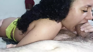 slut blows a cock with her yummy african rear-end shaking to provoke
