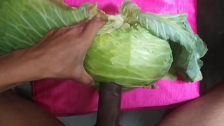 Playing With Cabbage With My Horny Giant Dark Dong And Balls For Wild Desire part-one