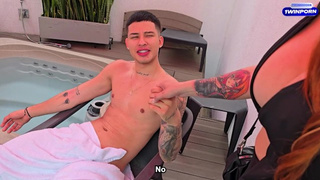My stepson Danner Mendez makes me lick his huge penis before his dad comes home - Andrea Castro