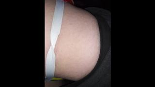 Femdom deeply penetrated her femboy bussy in car. Made him squirm with pleasure.