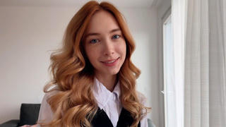 The secretary wanted a pay raise but got spunk on her vagina instead - Loly Nebel