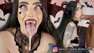 LICK-CUBUS (Extended Cut) AHEGAO Goth Chick NAILED! - Succubus Cosplay, Nylon Feet, Oral sex & Cums on