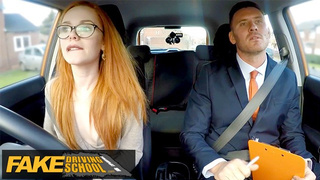 Alluring Ginger ELLA HUGHES is CREAMPIED by Examiner - Fake Driving School