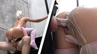 Perfect CatGirl enjoys milk play and pink twat stretching with chunky wang