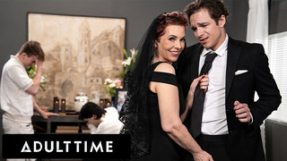 ADULT TIME - Horny Tattooed GILF Ruby Lynne CAUGHT Fucking Monstrous Dong Dude During Her Boy's Funeral!